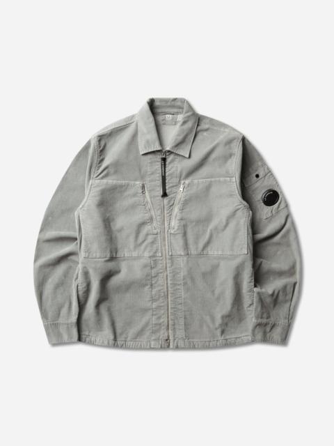 C.P. Company Men's Corduroy Lens Zipped Overshirt Flint Grey