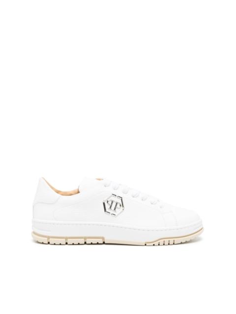 PHILIPP PLEIN logo-plaque pebbled leather sneakers