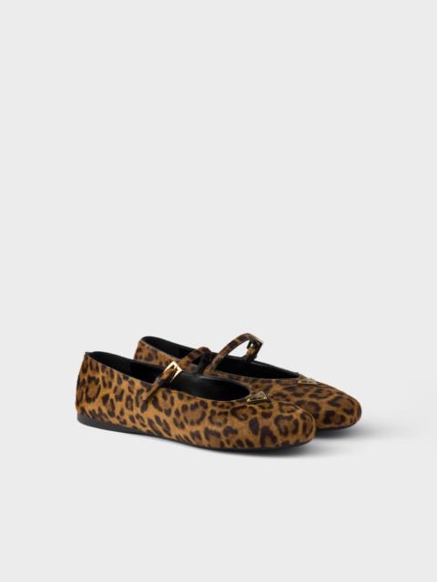 Prada Printed leather ballerinas