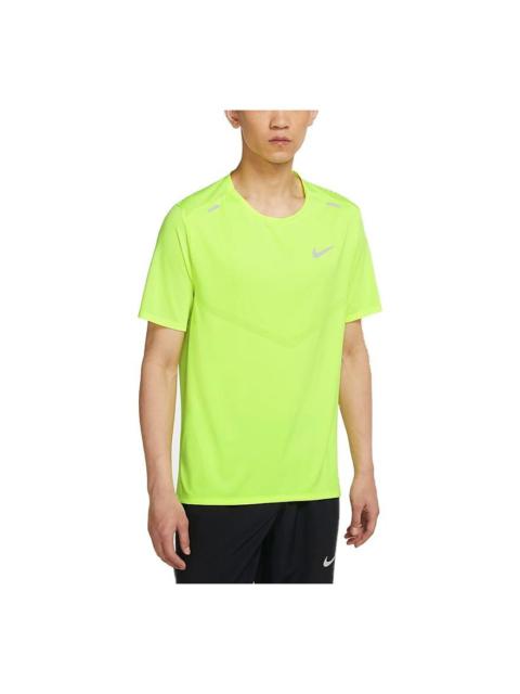 Nike Nike Dri-fit Rise 365 Running Breathable Quick Dry Casual Sports Short Sleeve Fluorescence Yellow CZ