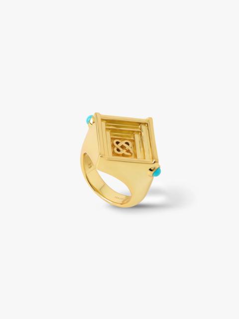 CASABLANCA Gold & Green Wrapped Signet Ring