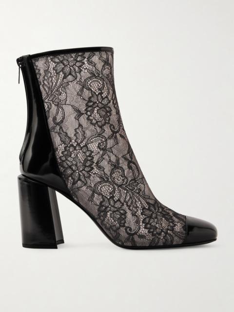 JIMMY CHOO Kisu Ab 85 Patent Leather-trimmed Lace Ankle Boots