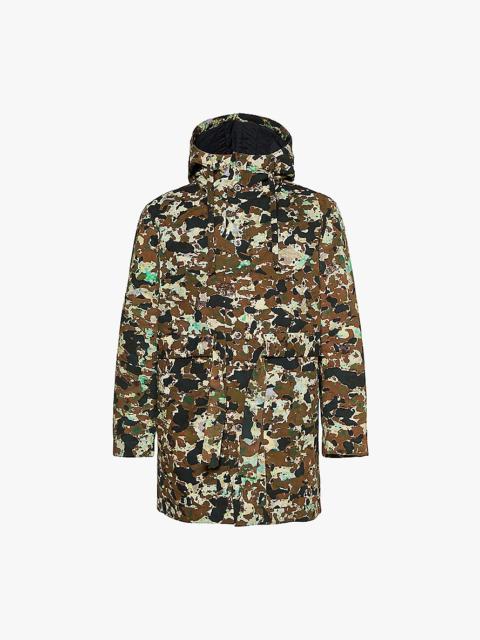 Camouflage-print hooded relaxed-fit cotton jacket