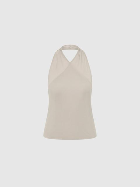 ST. AGNI Fine Jersey Wrap Halter Top - Soft Ash