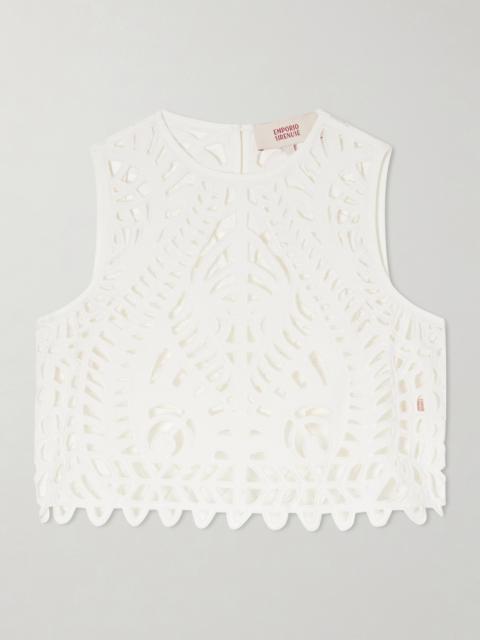 EMPORIO SIRENUSE Ada Brisé Cropped Embroidered Cotton Top