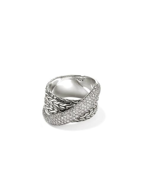 JOHN HARDY JH Essential Pavé Crossover Ring, Sterling Silver, Diamonds