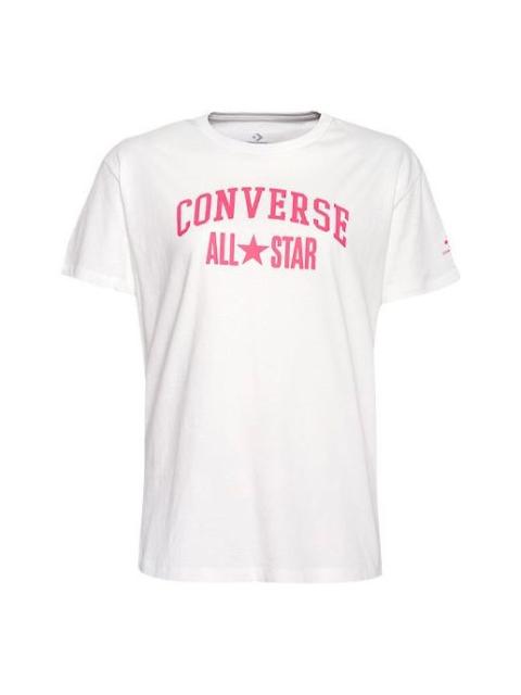 Converse (WMNS) 가로 로고 인쇄 둥근 목 백색 10017793-A03