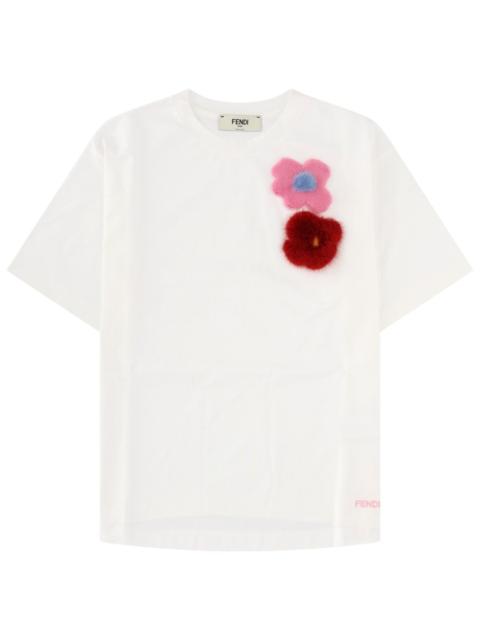 FENDI T-SHIRT IN JERSEY DI COTONE CON SPILLE SUNNY SIDE FLOWERS