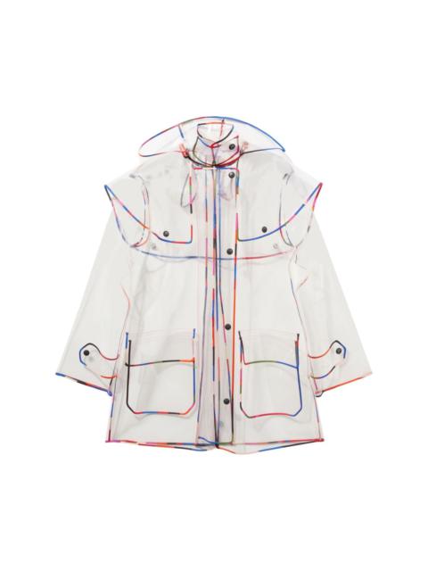 hooded transparent rain coat