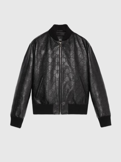 GG leather bomber jacket