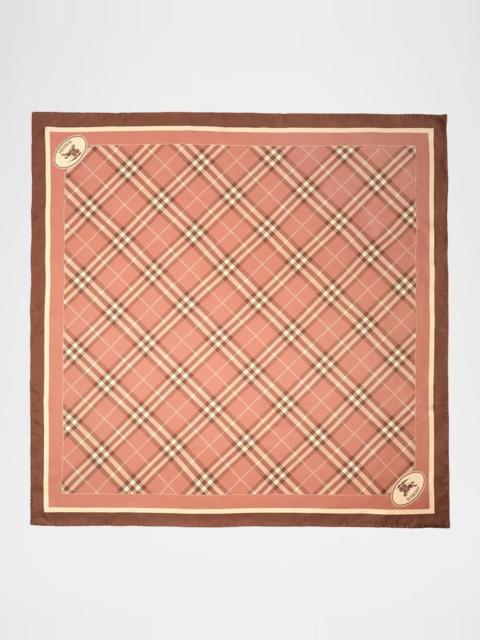 Burberry Check Knight Stamp Silk Scarf