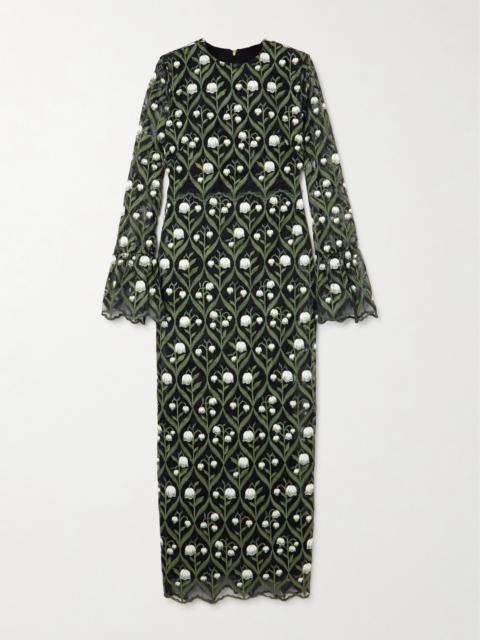 Agua by Agua Bendita + Net Sustain Ellisella Perla Embroidered Tulle Maxi Dress