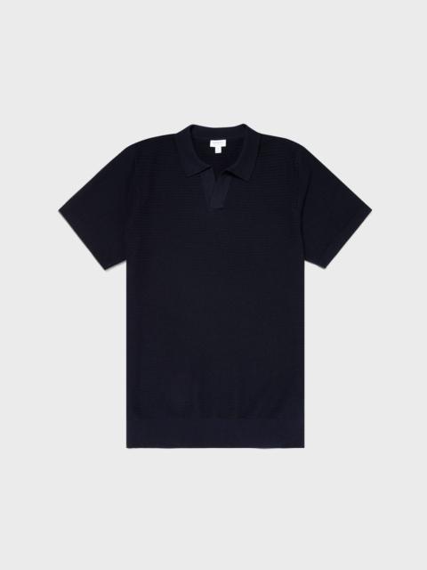 Sunspel Open Textured Polo Shirt