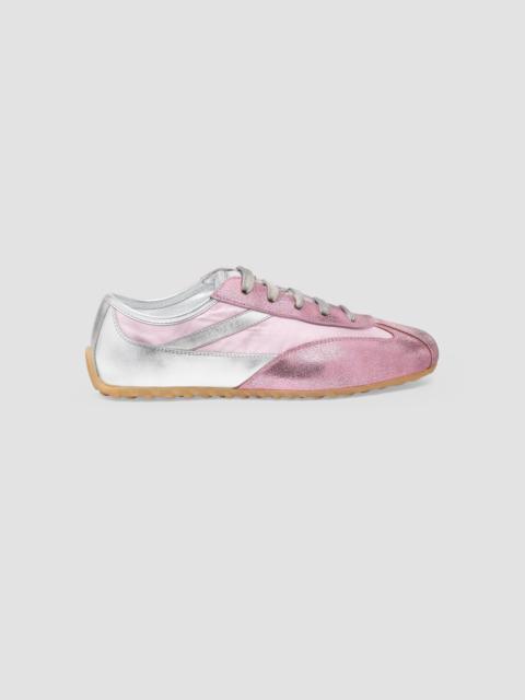 Alexander McQueen Women's Boxe Metallic Leather Low-Top Sneakers - Pink And Silver