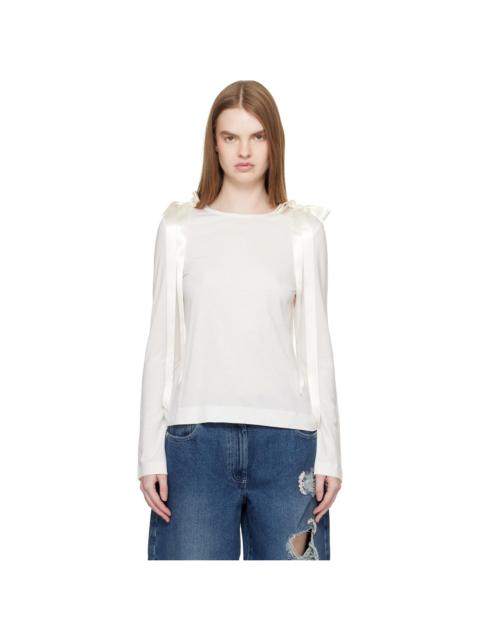 Simone Rocha Off-White Bow Ribbon Tail Long Sleeve T-shirt