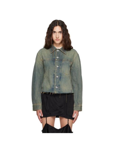 Helmut Lang Blue Raw Hem Trucker Denim Jacket