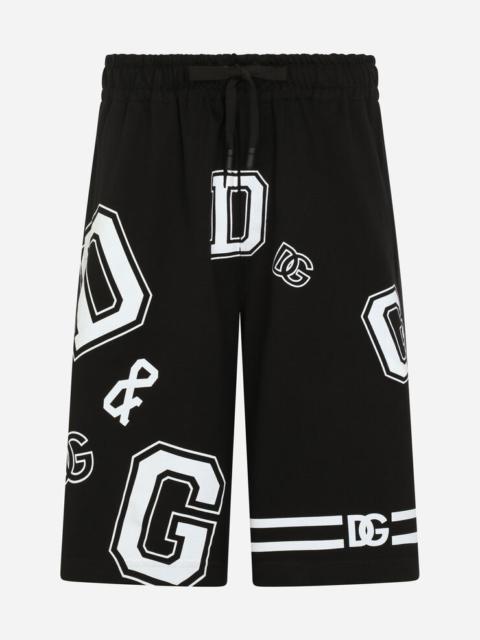 Dolce & Gabbana Cotton jogging shorts with all-over DG print