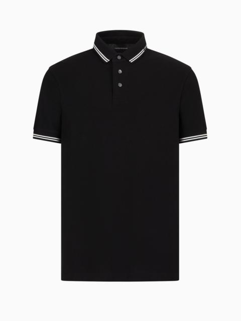 EMPORIO ARMANI Jersey polo shirt with placed logo