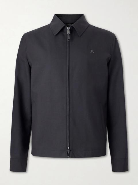 Burberry Logo-Embroidered Wool Zip-Up Blouson Jacket