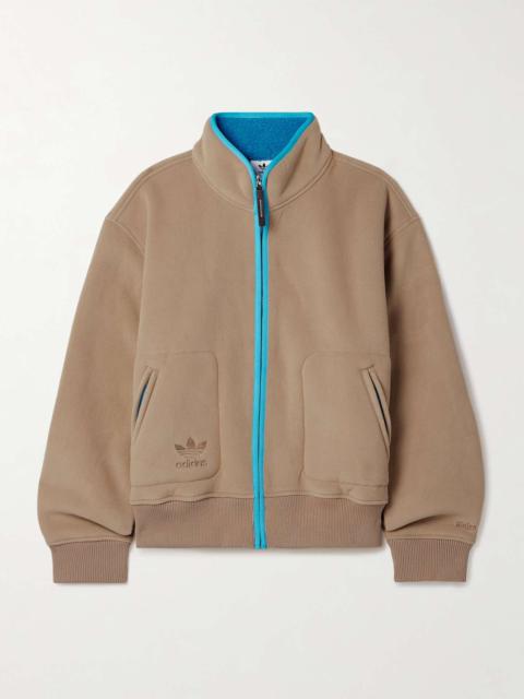 adidas Originals + Wales Bonner embroidered two-tone recycled-fleece jacket Brown