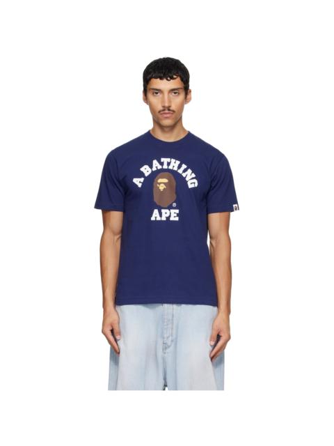 A BATHING APE® Navy College T-shirt