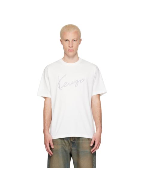 KENZO White Kenzo Paris 'KENZO Signature' Embroidered T-shirt