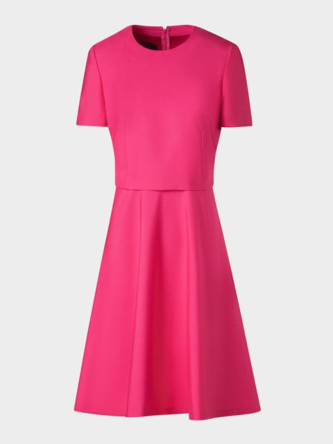 AKRIS Layered Short-Sleeve Silk Dress