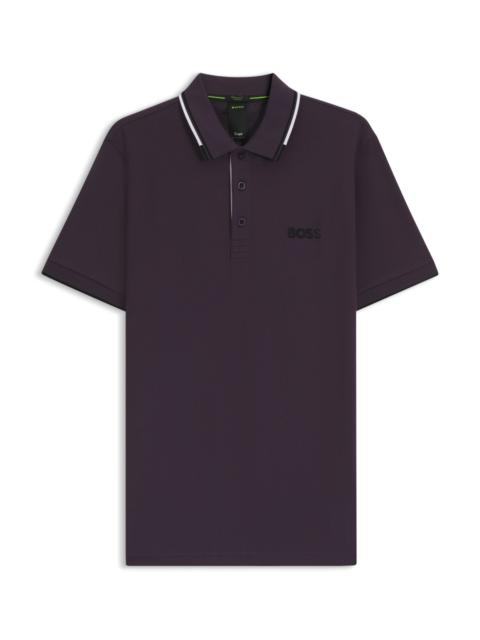 BOSS COTTON-BLEND POLO SHIRT WITH CONTRAST LOGOS