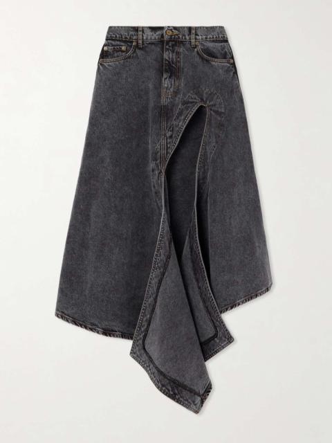 Y/Project Evergreen cut-out organic denim midi skirt