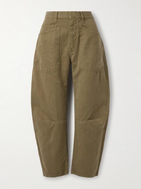 NILI LOTAN Shon Cotton And Linen-blend Twill Tapered Pants