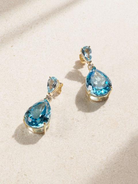 MATEO Sophia 14-karat gold, topaz and diamond earrings