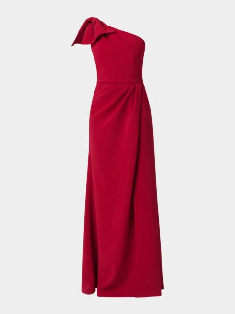 Shoshanna Killian One-Shoulder Stretch Crepe Gown