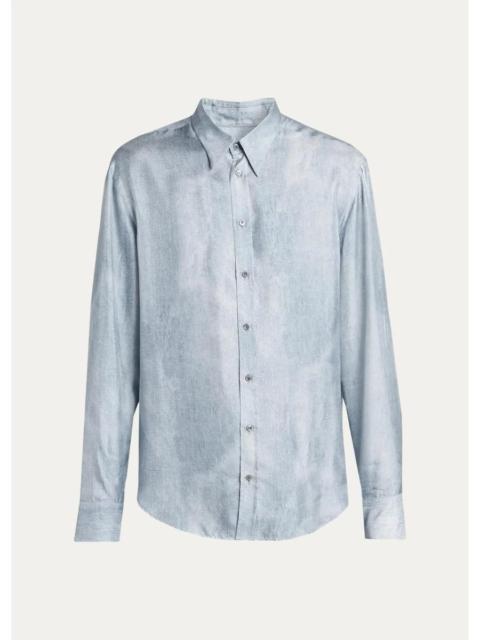 GIORGIO ARMANI Men's Blur Printed Silk Shirt
