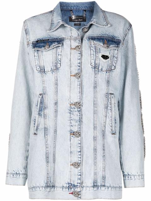 PHILIPP PLEIN crystal-cable denim jacket