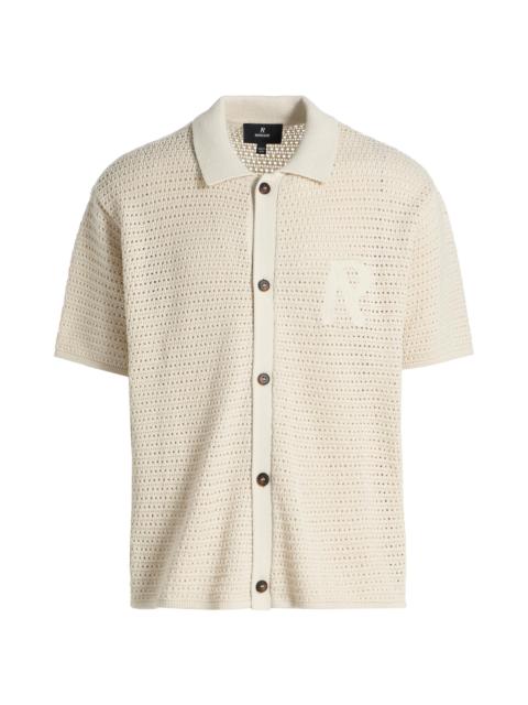 REPRESENT Men's Pico Open-Knit Cotton-Blend Shirt - Ecru