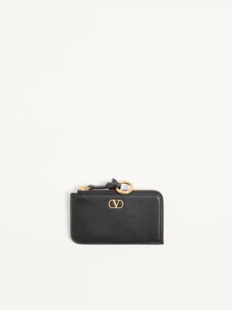 Valentino VALENTINO GARAVANI VLOGO SIGNATURE ZIP-AROUND CHARM CARDHOLDER IN GRAINY CALFSKIN