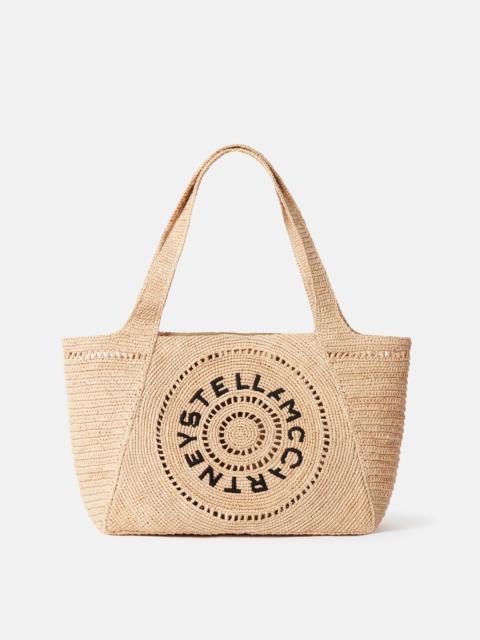 Logo Raffia Medium Tote Bag