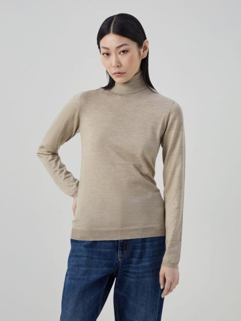 Brunello Cucinelli Sparkling cashmere and silk lightweight turtleneck sweater