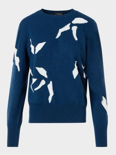 AKRIS Whitecaps Intarsia Cashmere & Cotton Sweater
