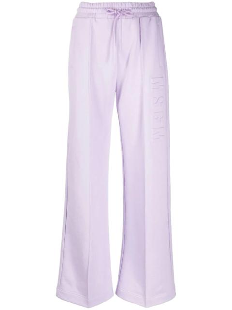 MSGM embossed-logo wide-leg track pants