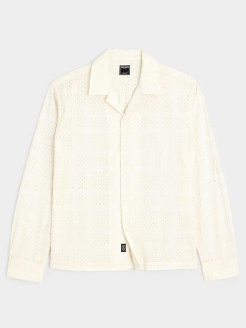 TODD SNYDER Cropped Embroidered Eyelet Camp Collar Shirt