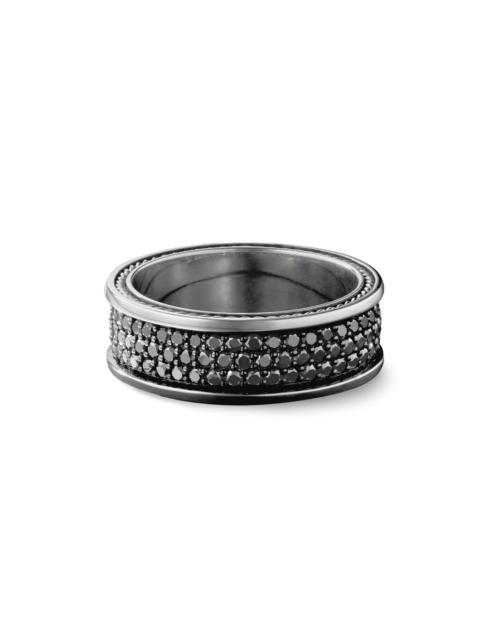 DAVID YURMAN Men's Streamline Three Row Band Ring in Sterling Silver - Black Diamond