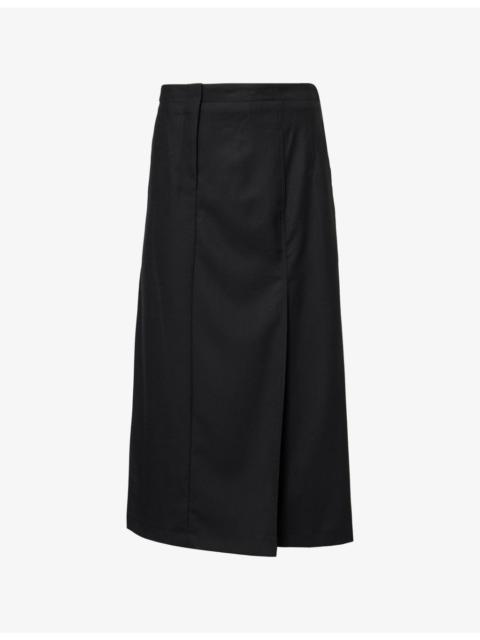 Theory Deep Regular-Fit Pleated Stretch-Woven Maxi Skirt