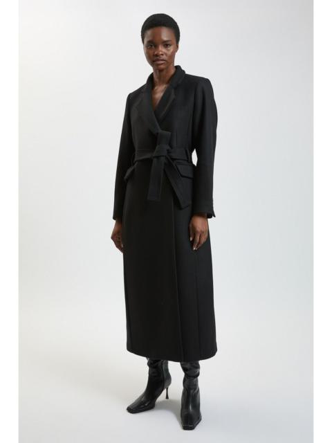 KAREN MILLEN Petite Wool Investment Notch Neck Tailored Maxi Coat