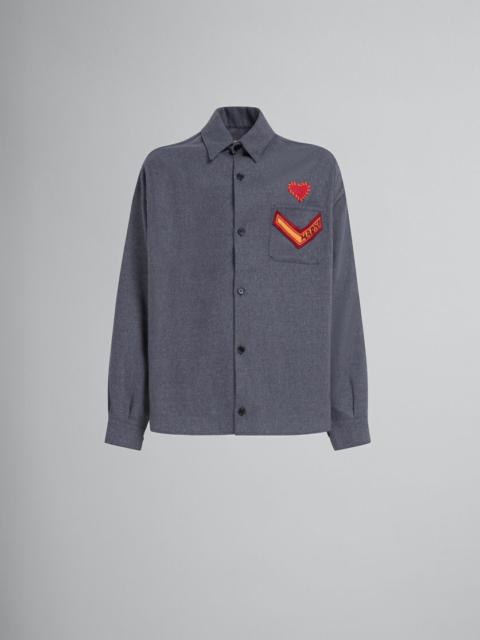 Marni GREY FLANNEL SHIRT WITH PATCHES