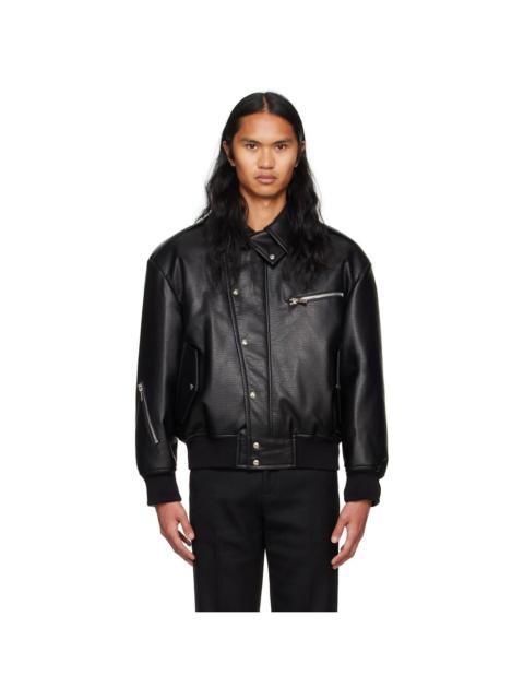 SYSTEM Black Padded Faux-Leather Jacket