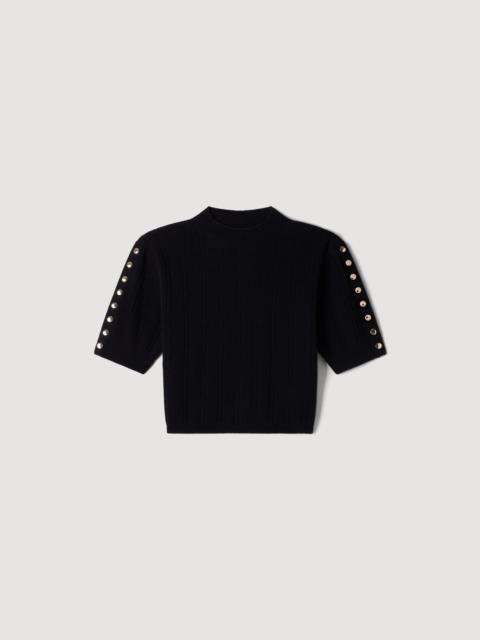 Sandro CROPPED WOOL AND CASHMERE JUMPER