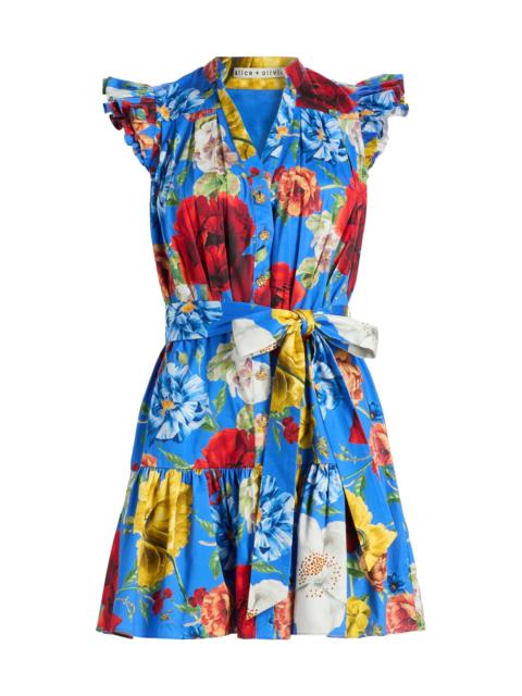 Alice + Olivia Women's Cora Floral Stretch-Cotton Mini Shirtdress - Endless Blossom Blue Iris
