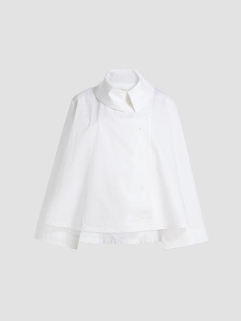 CO Women's Draped llar tton-Silk Shirt - White
