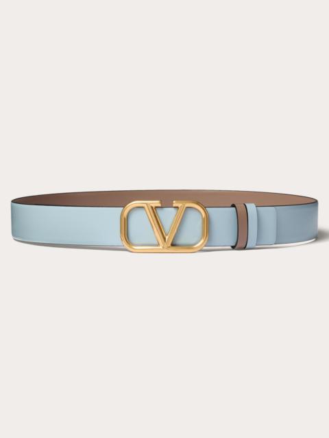 REVERSIBLE VLOGO SIGNATURE BELT IN GLOSSY CALFSKIN 30 MM